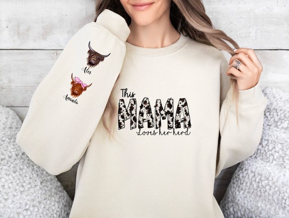 This Mama Loves Her Herd, Custom Farmer Sweater, Customized Cow Sweatshirt, Personalized Gifts For Farmers, Mothers Day Gift, Cow Sweatshirt