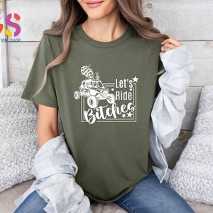 Let's Ride Bitches T Shirt, Lets Ride TShirts, Trail Ride Shirt,Race Mama Shirt,Funny Racing TShirt,Race Wife Gift, Funny Dirt Track Shirt afbeelding 4