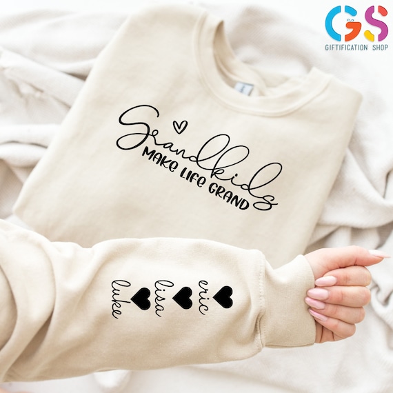 Personalized Sleeve Print Sweatshirt, Customized Mother's Day Sweatshirt, Customized Sleeve Print Sweater,Grandma Sweatshirt With Kids Names