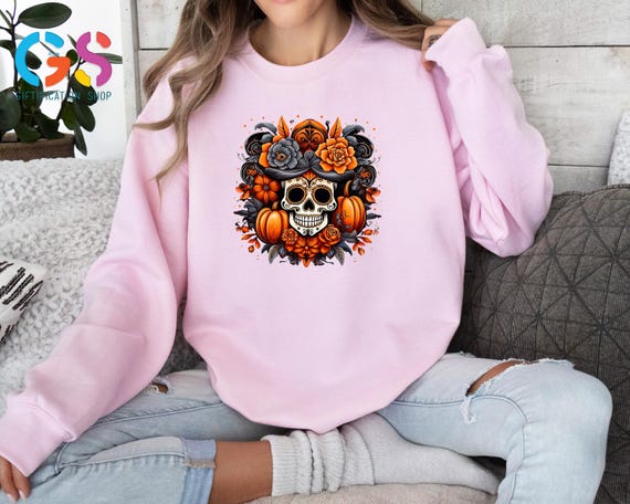 Day of the Dead Sweatshirt,Dia De Los Muertos Sweater,Floral Skull Hoodie, Sugar Skull Sweatshirt,Mexican Sweatshirt,Unisex Halloween Sweat