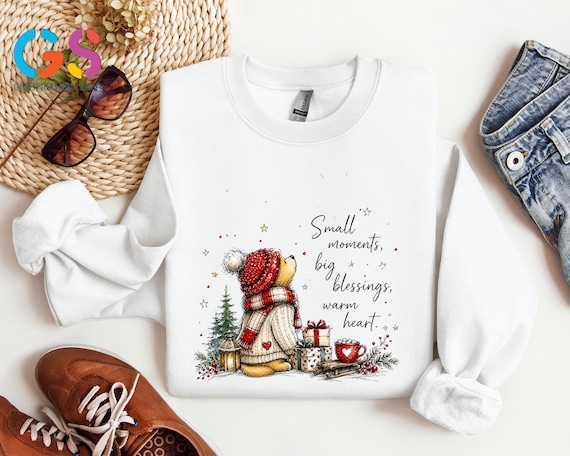 Christmas Bear Sweatshirt, Small Moments Big Blessings Hoodie, Cozy Winter Shirt