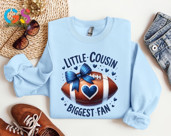 Little Cousin Biggest Fan Sweatshirt, Football Game Day Hoodie, Coquette Bow Cheer Sweater, Toddler Fall Clothing