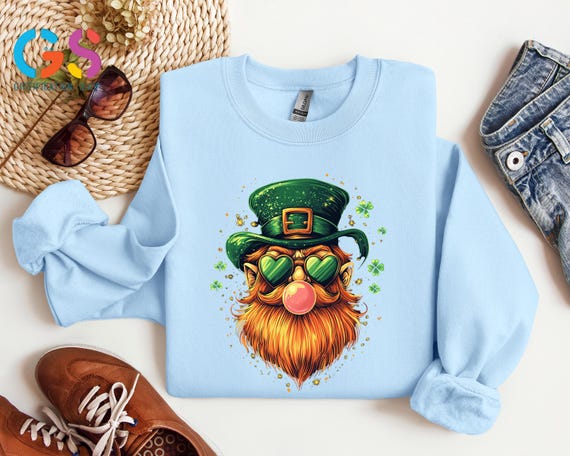Saint Patricks Day Sweatshirt, Lucky Charm Sweater, Four Leaf Clover Patty Clothing, Bubble Gum Gift