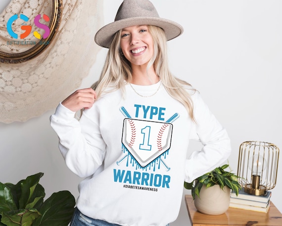 Baseball Diabetes Awareness Sweatshirt, In November We Wear Blue Sweater, Sport Warrior Support Shirt, Game Day Gift