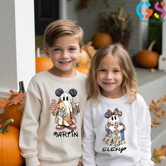 Custom Name Christmas Ghost Sweatshirt, Personalized Christmas Disney Sweater,Christmas Disney Matching Hoodie, Mickey Minnie Christmas
