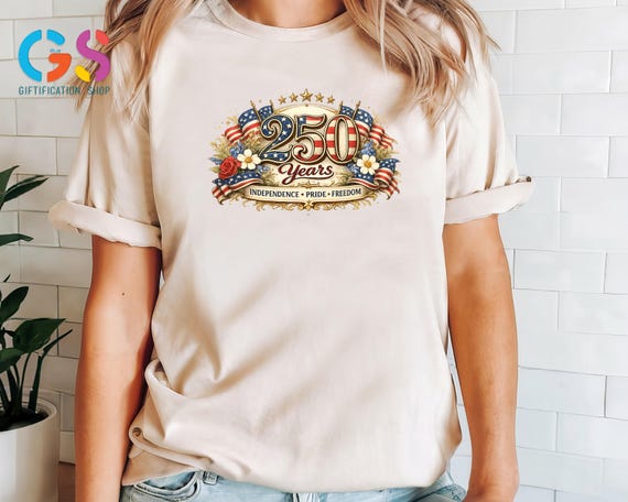Floral American Flag T-shirt, 250th Anniversary Shirt, Pride Of Freedom America Tee, Independence Day Gift