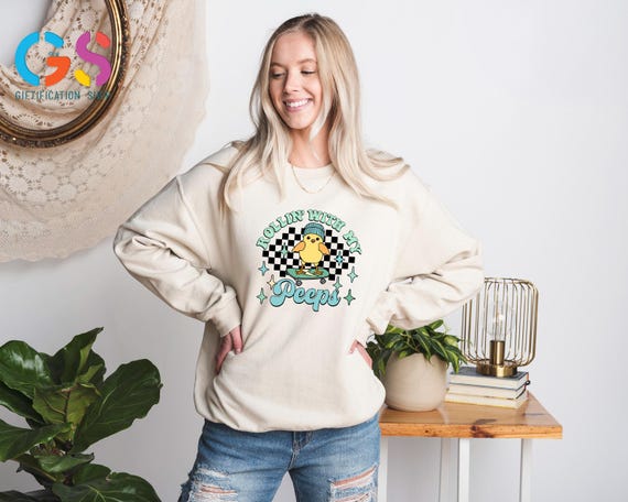 Rolling Easter Birdlet On Skateboard Sweatshirt, Happy Easter Day Sweater, Christian Vibe With Sweets Hoodie