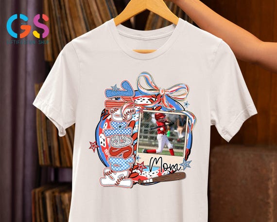 Custom Baseball Photo Shirt, Baseball Canva Shirt, Trendy Shirt, Baseball Mom Shirt, Coquette Baseball Shirt, Baseball Gift, Baseball Mama