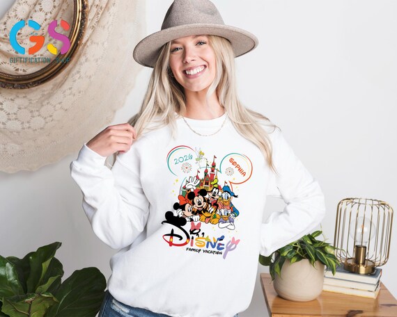 Custom Name Mickey And Friends Sweatshirt, Disneyland Vacation Sweater, Disneyworld Trip Custom Hoodie