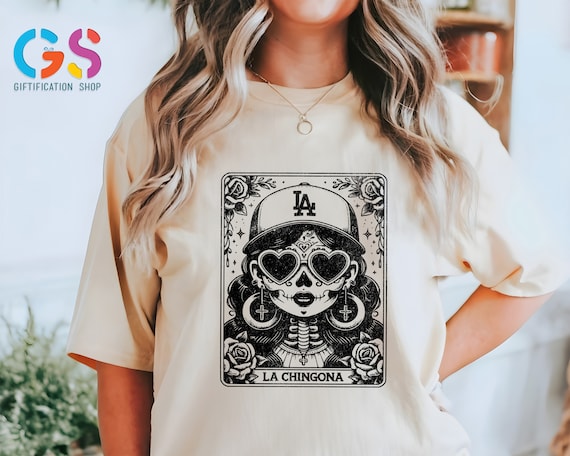 La Chingona Tarot Card T-Shirt, Latina Mexican Shirt, Funny Skeleton SHirt, Spanish Chola Skull T-Shirt, Latina Vintage T-Shirt,La Chingona