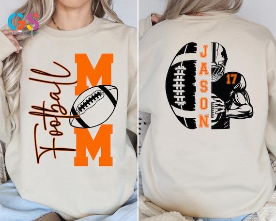 Custom Name Football Sweatshirt, Gameday Sweater, Sports Mom Hoodie, Match Day Apparel, Team Player Fan Gift