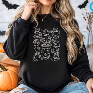 Bookish Ghost Sweatshirt, Book Coquette Halloween Sweater, Halloween Reading Sweatshirt, Book Lover Sweatshirt, Spook Bookworm Sweatshirt