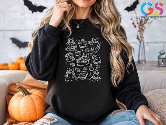Bookish Ghost Sweatshirt, Book Coquette Halloween Sweater, Halloween Reading Sweatshirt, Book Lover Sweatshirt, Book Lover Gift