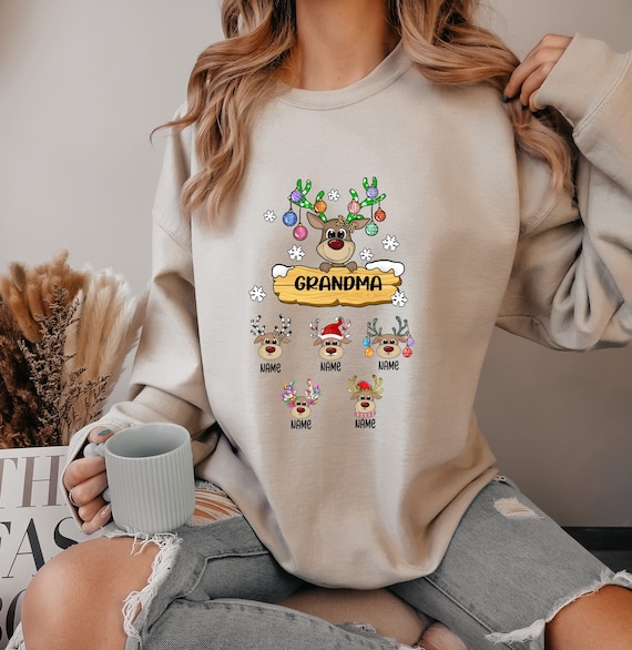 Custom Grandma Christmas Sweatshirt With Grandkids Names, Grandma Christmas Sweatshirt, Grandma Christmas Gift, Grandma Sweater