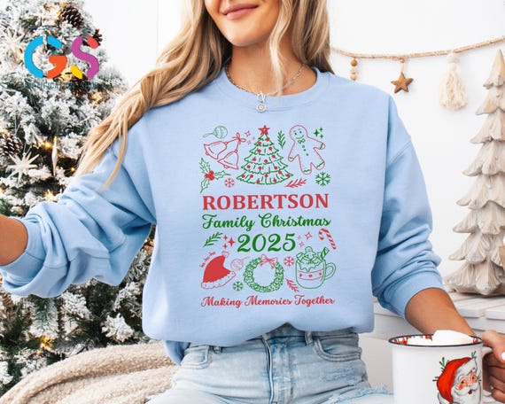 Custom Name Family Christmas Sweatshirt, Gift With Family Name, Christmas Matching Sweater, Holiday Xmas Gift