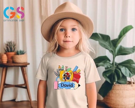 Custom Name Back to School Shirt, Superhero Name Kids Shirt, Back To School Shirt, Cute Apple Kids Shirt, First Day of School Shirt