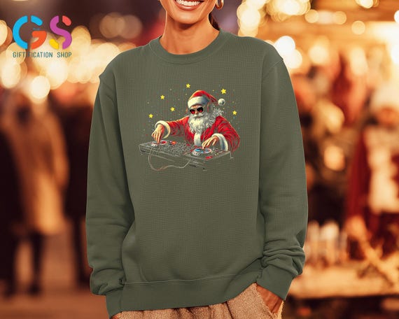 Santa Claus Song Sweatshirt, Dj Christmas Concert Hoodie, Music Lover Gift, Musician Present, Holiday Xmas Clothing