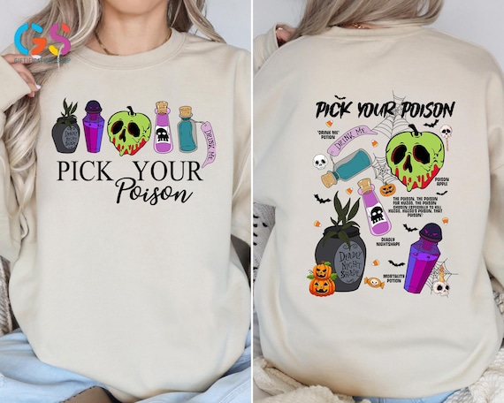 Pick Your Poison Sweatshirt, Disney Villain Hoodie,Kuzco Poison Sweater,Poison Apple Sweatshirt, Disneyland Halloween Hoodie,Halloween Gifts