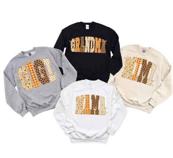 Custom Mama Gigi Nana Mimi Mamaw Fall Sweatshirt, Autumn Coquette Floral Leopard Hoodie, Gift for Grandma