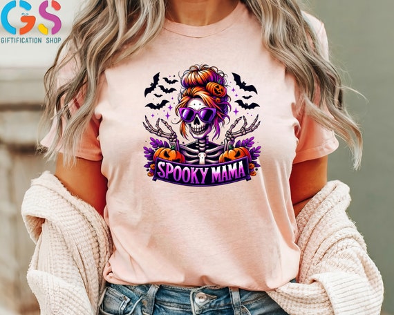 Spooky Mama T-Shirt, Halloween Mama Shirt, Halloween Mom Tee, Halloween Gifts For Mom, Funny Mom Shirt, New Mama Gifts, Skeleton Mom Shirt