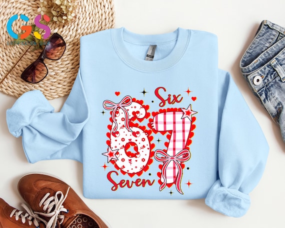 Funny Six Seven Romantic Bow Sweatshirt, 67 Viral Meme Joke Sweater, Couple Social Media Humor Valentine Gift