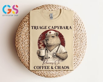 Capybara Nurse Tshirt, Running On Coffee and Chaos Shirt, Stetoskop Funny Animal Sweatshirt, Medical Humor Hoodie
