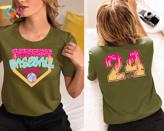 Personalized Baseball Mom Shirt, Baseball Mama  Shirt,Baseball Ice Cream  Shirt, Baseball Shirt, Game Day Baseball Tee,Baseball Gift