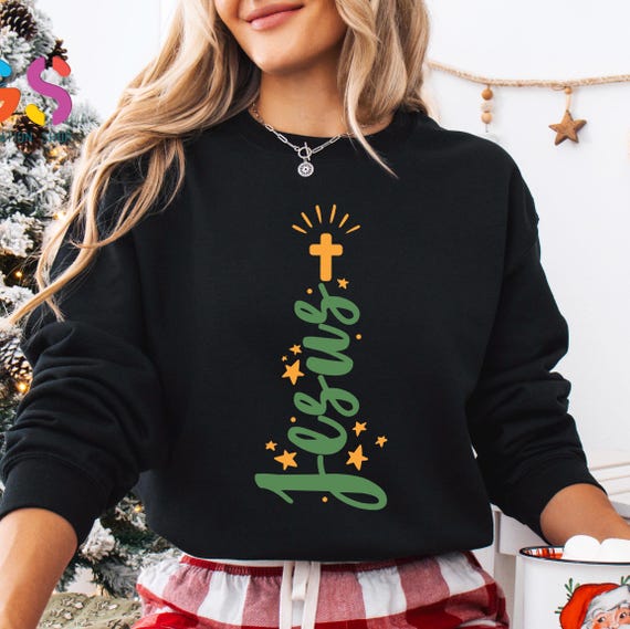 Jesus Christmas Tree Sweater, Christmas Jesus Sweatshirt, Christian Christmas Hoodie, Christmas Gift For Jesus Lover, Christian Sweatshirt