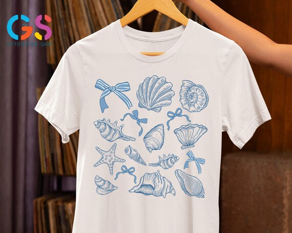 Sea Shell Coquette Shirt, Beach Shirt, Summer Shirt, Sea Shell Lover Gift, Beachy Shirt, Summer Trip Shirt, Summer Time Tee, Holiday Shirt