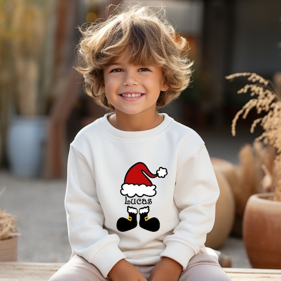 Custom Santa Boy Sweatshirt, Christmas Boy Outfit, Kids Name Sweater,Christmas Kids Gifts,Christmas Toddler Sweater,Christmas Gifts For Boy