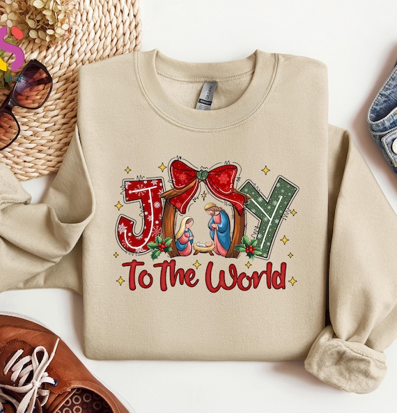 Christian Christmas Sweatshirt, Coquette Jesus Christmas Sweater, Baby Jesus Hoodie, Bible Verse Crewneck, Nativity Sweatshirt,Oh Holy Night