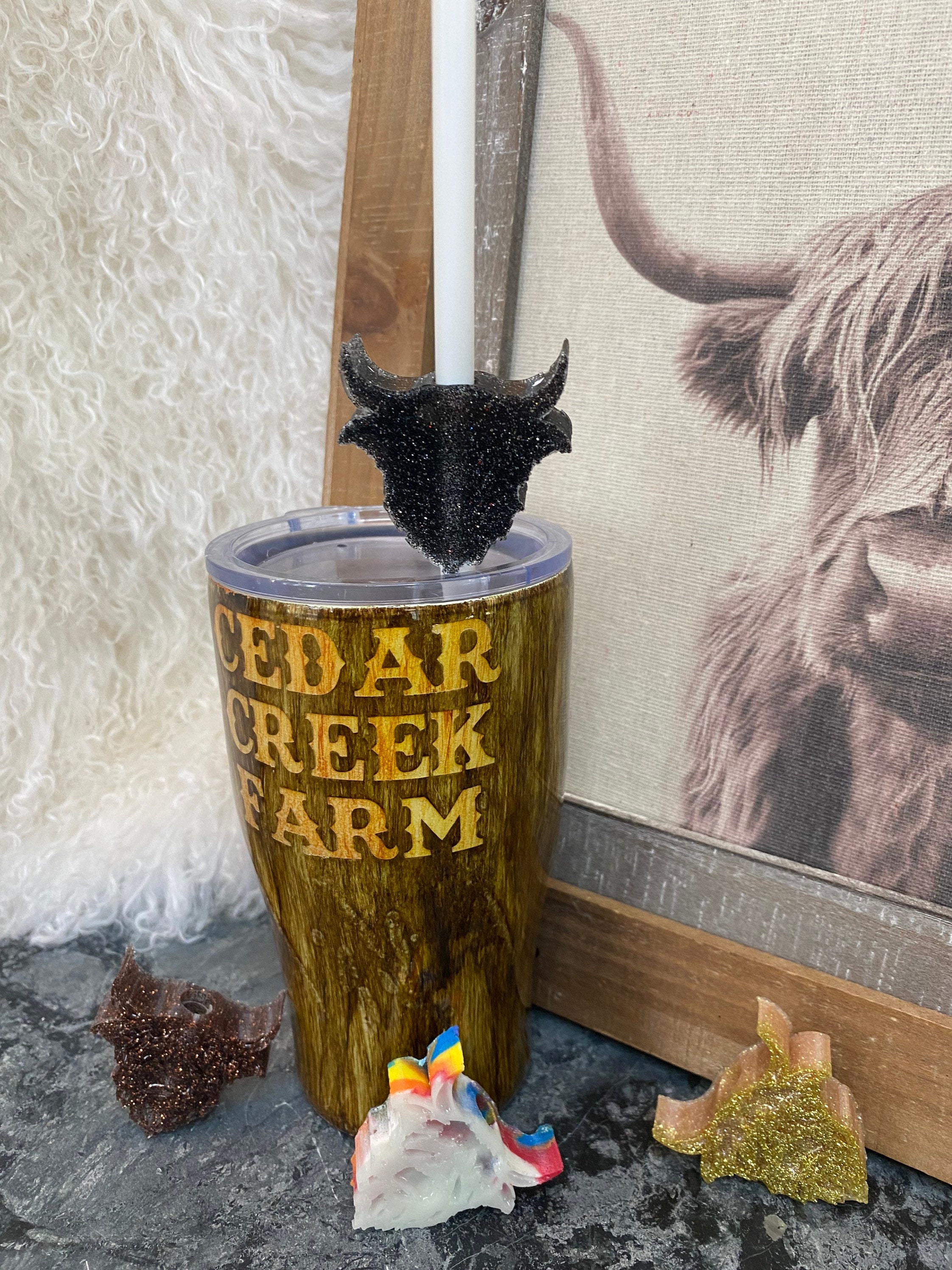 Highland Cow Straw Topper Mold 