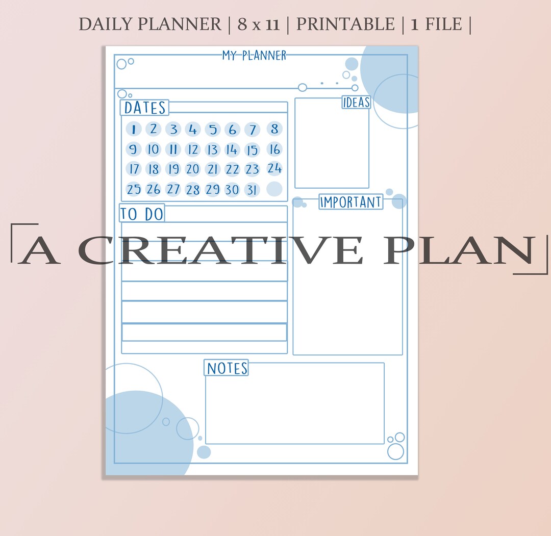 CUTE DAILY PLANNER, Printable, to Do List for Work and Home Use, A4 ...