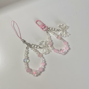 Cute beaded flower & bow keychain for kpop photocard binder, card holder, keys