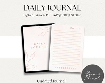 Daily Journal, Digital Journal, Printable Journal, Good notes Journal, Gratitude Journal, Self Care Journal,