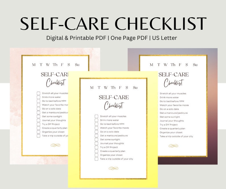 Daily Self Care Checklist, Self Care Challenge, Self Care Check In