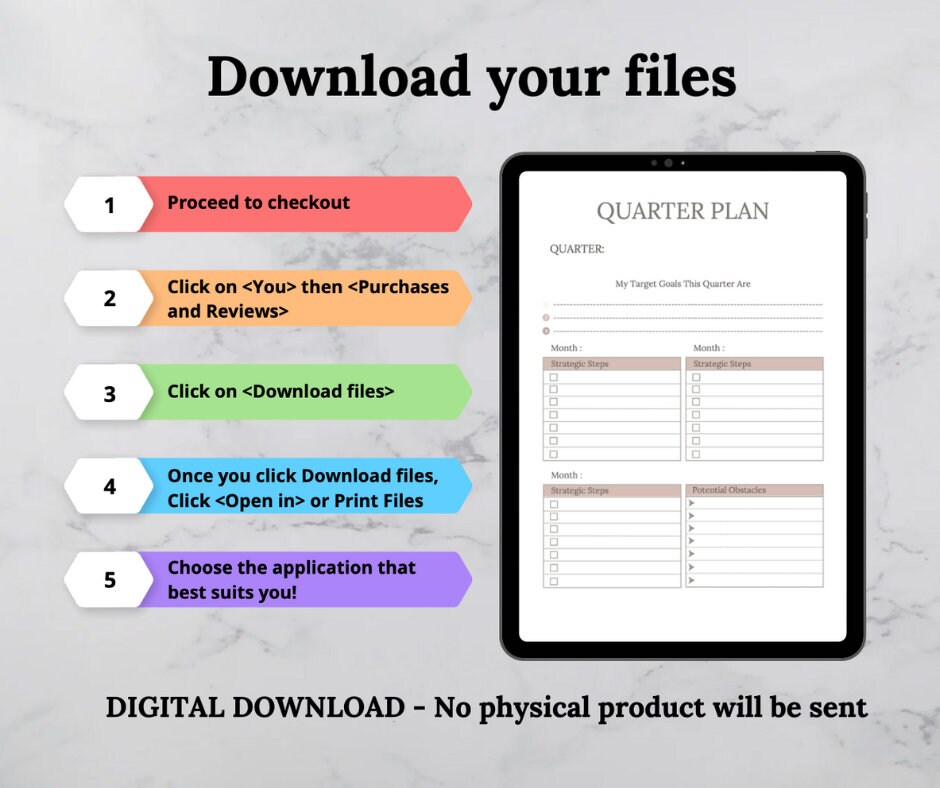 Quarterly Planner, Digital Planner, Undated Planner, Planner Printable ...
