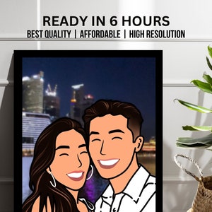 Christmas Gift Custom Portrait, Minimalist Couple Portrait, Cute Cartoon Illustration, Personalized Gift, Flat Portrait, Vector