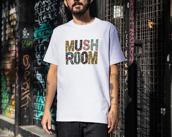 Mushroom tshirt outfit ideas, Mushroom tee design inspiration, DIY mushroom shirt, Mushroom graphic tee art, Mushroom illustration tshirt