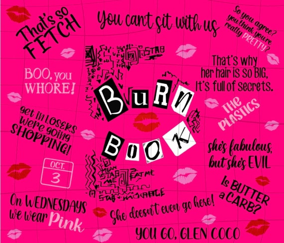 Mean Girls Burn Book Burn Book Tumbler 20oz Stainless Steel Tumbler  Sublimation Tumbler Gift for Her Sarcastic Funny Humor 