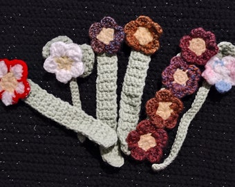 set of 6 assorted floral crochet bookmarks