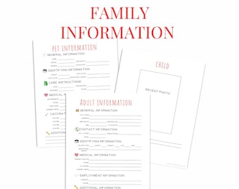 Complete Family Information Printables