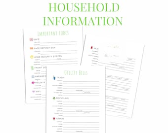 Complete Household Information Printable