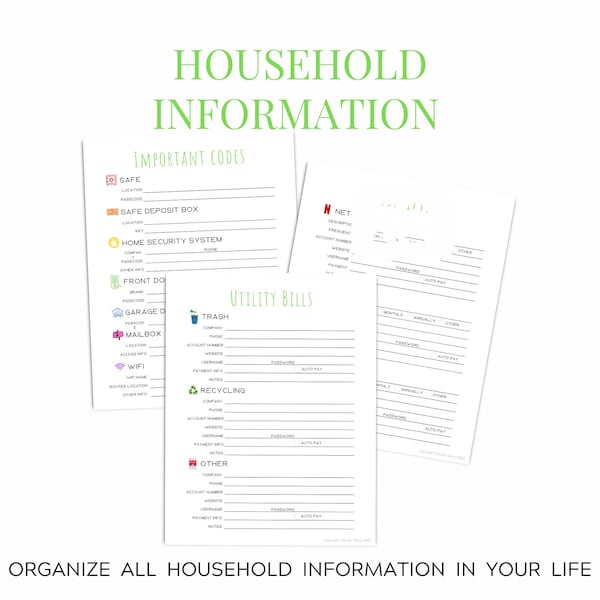 Complete Household Information Printable