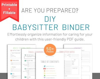 Babysitter Binder, House sitting Binder, Babysitter Planner, Nanny Binder, Babysitter Information, Childcare Planner, Emergency Information