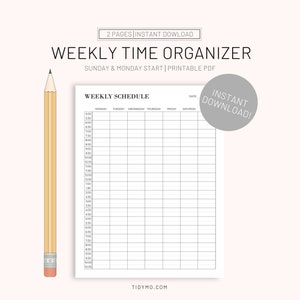 Weekly Schedule, Half Hour Daily Schedule Template, Printable Weekly ...