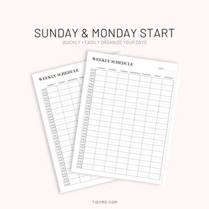 Weekly Schedule, Half Hour Daily Schedule Template, Printable Weekly ...