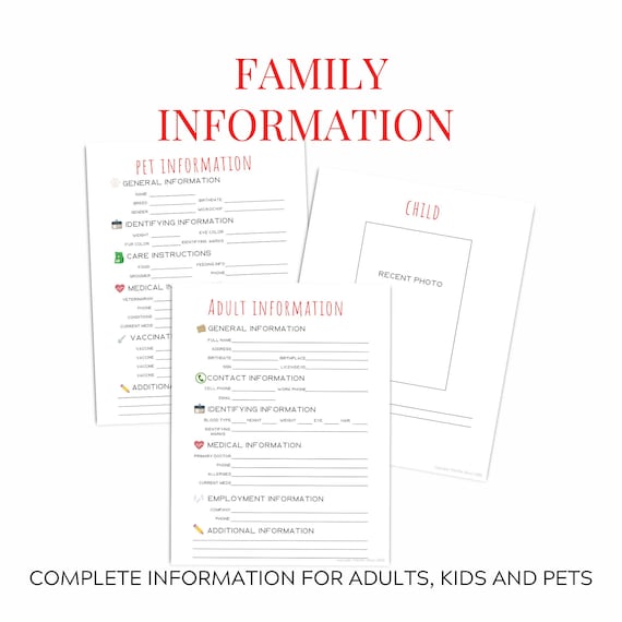 Complete Family Information Printables - Etsy
