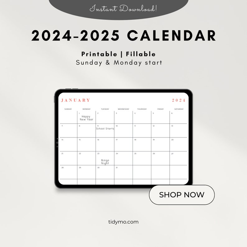 Printable Editable 2025 & 2025 Landscape Monthly Calendar Bundle