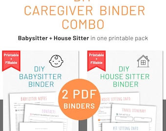 Babysitter & House Sitter Binder • Printable Caregiver Organizer PDF • Fillable Parent Planner for Home, Kids, Pets, Routines and More